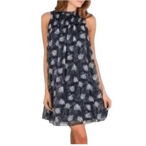 JOIE Sleeveless Blue Baltic Print Chiffon Relaxed Fit Mini Dress NWOT Size Large